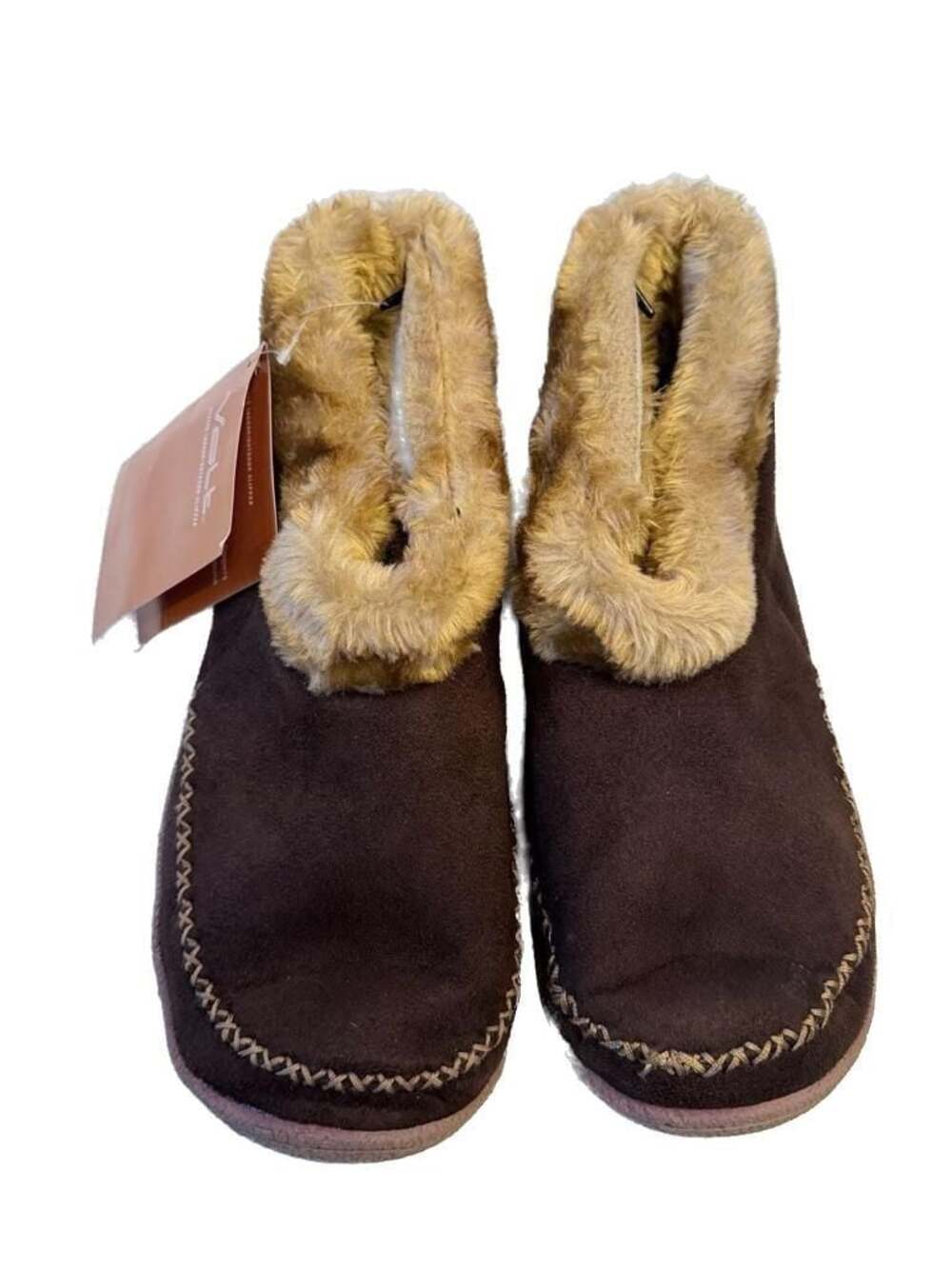 Volt Heated Indoor Outdoor Slippers Brown Faux Fur Lining Size L